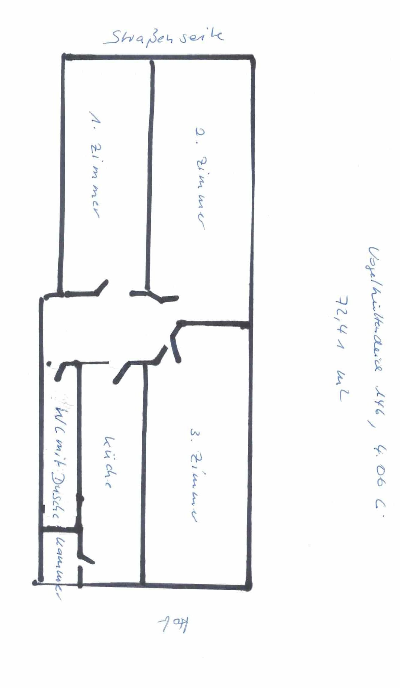 Wohnung zur Miete 828 € 3 Zimmer 72,4 m²<br/>Wohnfläche 4.<br/>Geschoss Vogelhüttendeich 146, 4. Obergeschoss li Wilhelmsburg Hamburg 21107