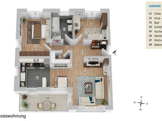 Wohnung zum Kauf - Erstbezug provisionsfrei 445.000 € 3 Zimmer 81,4 m² Hallstadt 96103