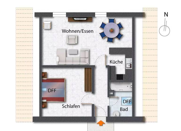 Wohnung zur Miete 570 € 2 Zimmer 49 m² Geschoss 2/2 frei ab sofort Schillerstraße Zeckern Hemhofen 91334