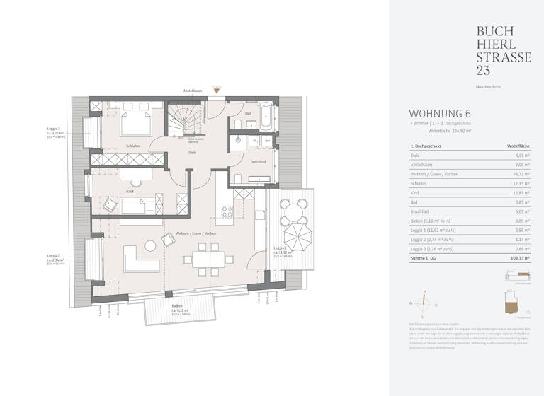 Wohnung zum Kauf provisionsfrei 1.890.000 € 4 Zimmer 134,9 m²<br/>Wohnfläche Dachgeschoss, 2.<br/>Geschoss Thalk.Obersendl.-Forsten-Fürstenr.-Solln München 81479
