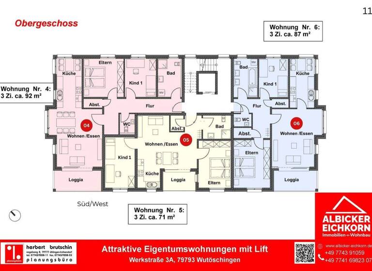 Wohnung zum Kauf provisionsfrei 298.200 € 3 Zimmer 71 m² 2. Geschoss Wutöschingen 79793