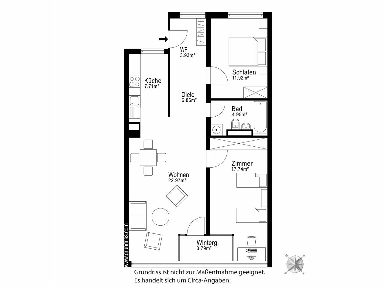 Wohnung zum Kauf 750.000 € 3 Zimmer 78,6 m²<br/>Wohnfläche 2.<br/>Geschoss Marsfeld München 80335