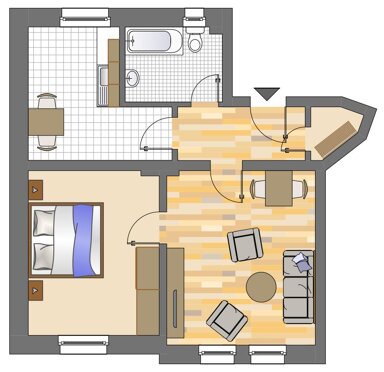 Wohnung zur Miete 449 € 2,5 Zimmer 55 m² 1. Geschoss Uranusstraße 31 Bövinghausen Dortmund 44388