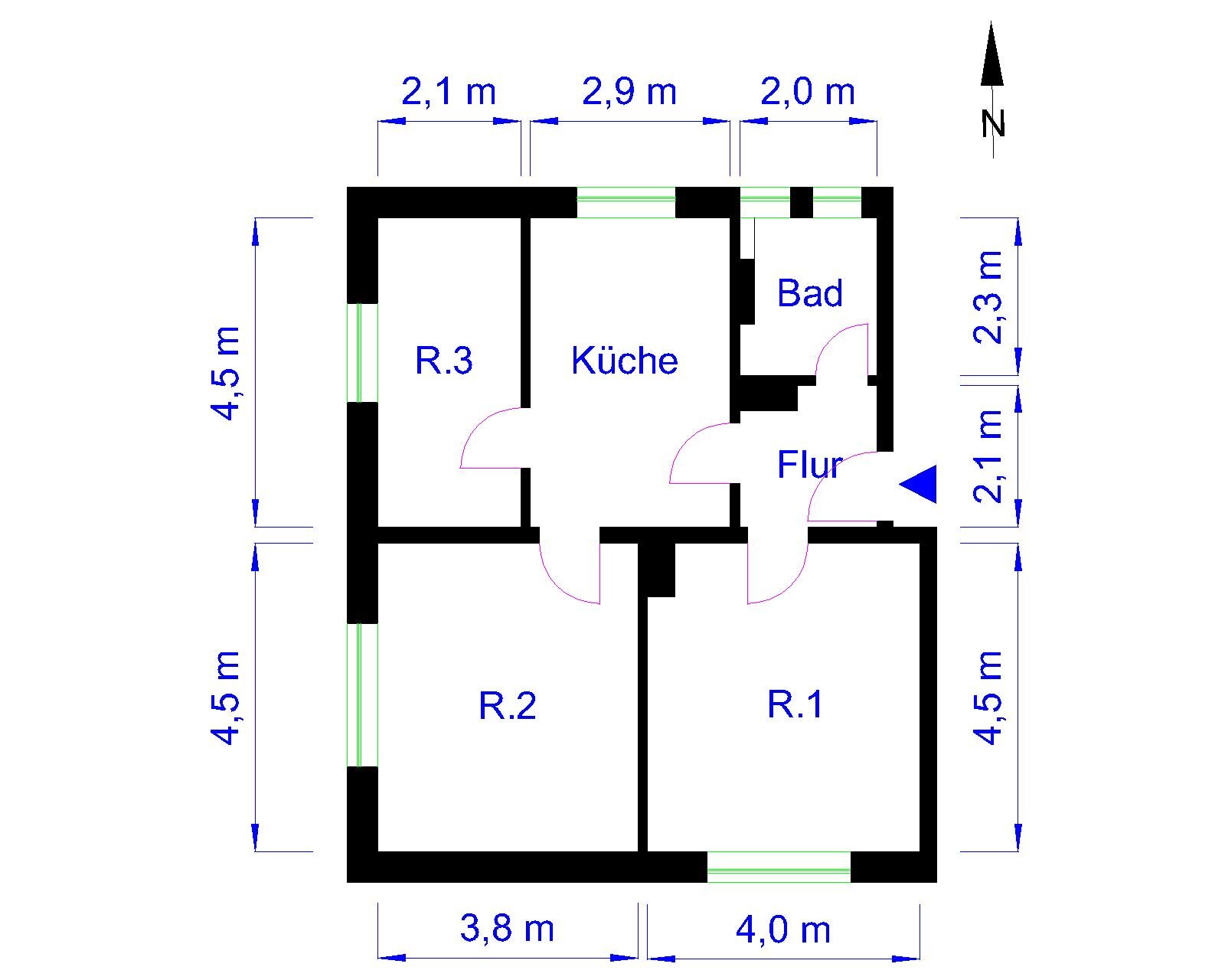 Wohnung zur Miete 492 € 3 Zimmer 65,6 m²<br/>Wohnfläche EG<br/>Geschoss Große Diesdorfer Str. 113 Schroteanger Magdeburg 39110