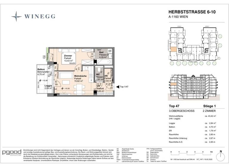 Wohnung zum Kauf - Erstbezug 327.100 € 2 Zimmer 40,6 m² 3. Geschoss Herbststraße 6-10 Wien 1160