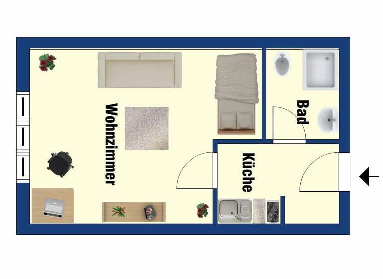Studio zur Miete 370 € 1 Zimmer 26,7 m²<br/>Wohnfläche 3.<br/>Geschoss ab sofort<br/>Verfügbarkeit Innenstadt Fulda 36037