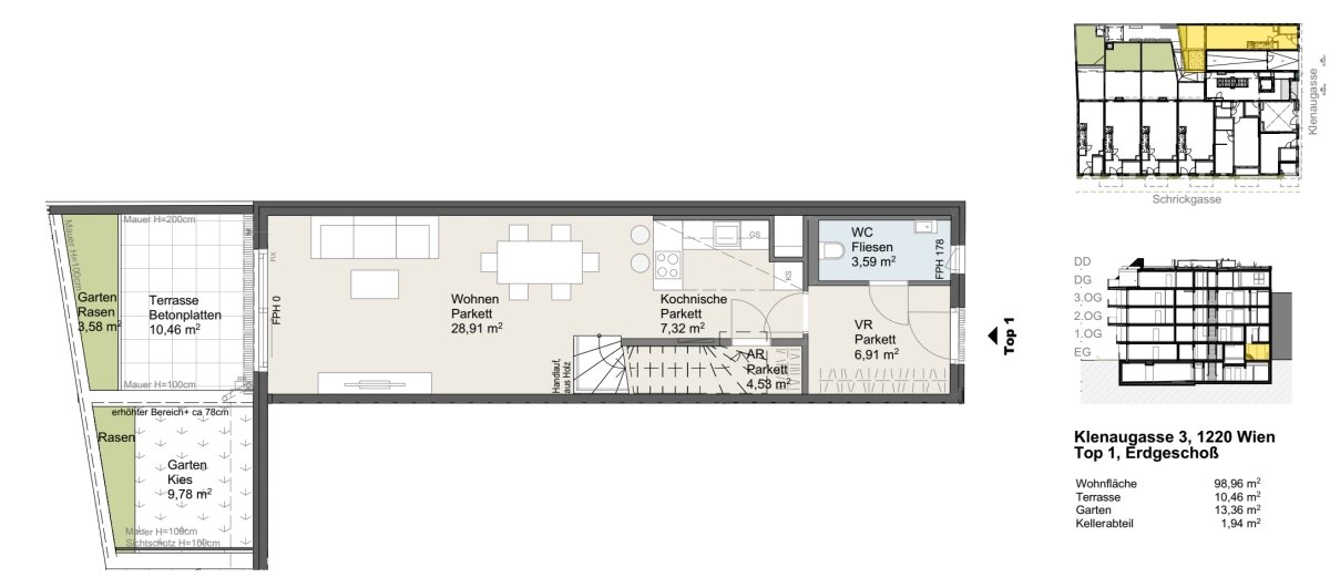 Maisonette zum Kauf 500.100 € 3 Zimmer 99 m²<br/>Wohnfläche Wien 1220