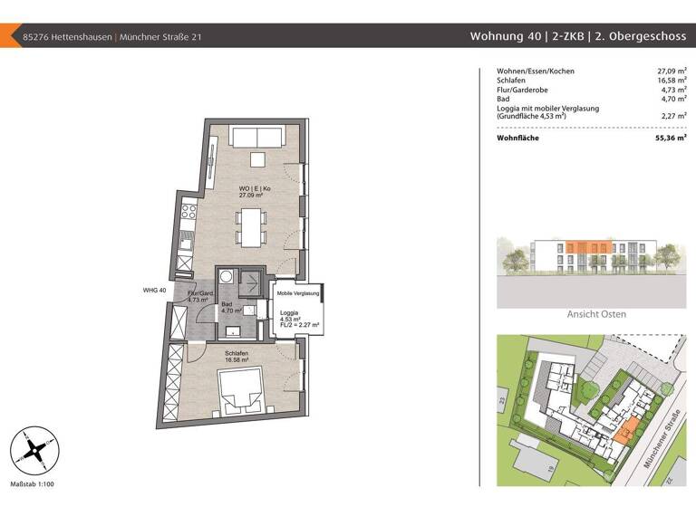 Wohnung zum Kauf - Erstbezug provisionsfrei 339.000 € 2 Zimmer 55,4 m² 3. Geschoss Münchner Straße 21 Reisgang Pfaffenhofen an der Ilm 85276