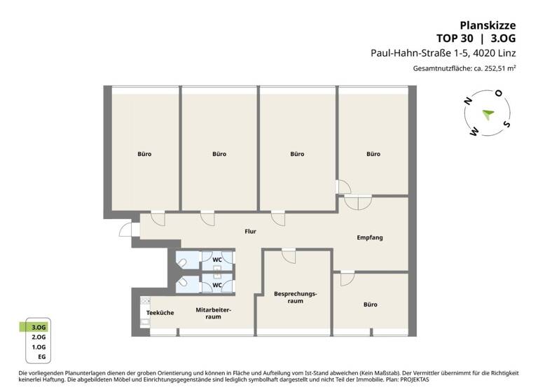 Bürofläche zur Miete 4.200 € 525,1 m² Bürofläche Paul-Hahn-Strasse 1 - 3 Lustenau Linz 4020