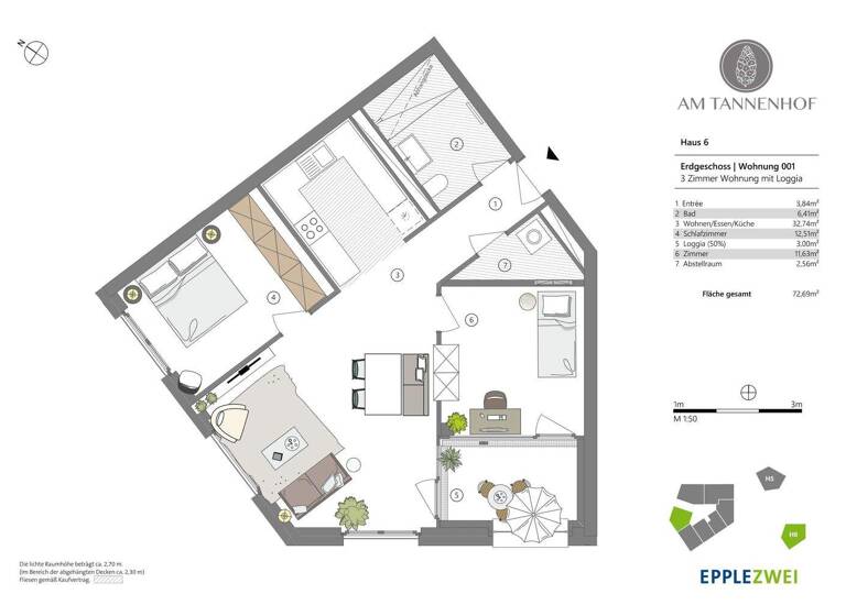 Wohnung zur Miete - Erstbezug 1.130 € 3 Zimmer 72 m² frei ab 01.04.2026 Innenstadt Baden-Baden 76530