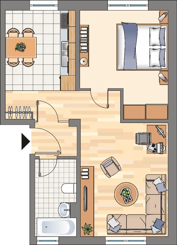 Wohnung zur Miete nur mit Wohnberechtigungsschein 242 € 2,5 Zimmer 48,8 m²<br/>Wohnfläche 1.<br/>Geschoss 01.04.2025<br/>Verfügbarkeit Hänselweg 36 Kemminghausen Dortmund 44339