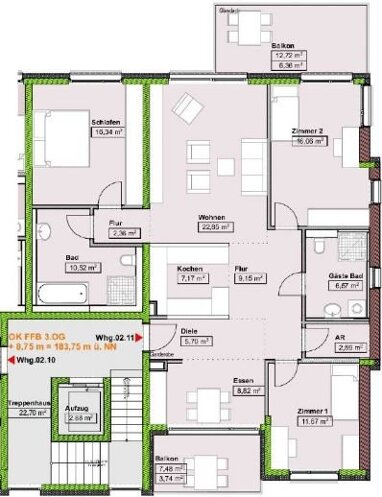 Wohnung zum Kauf provisionsfrei 598.000 € 4 Zimmer 130 m² 3. Geschoss frei ab sofort Kernstadt - Mitte Lahr/Schwarzwald 77933