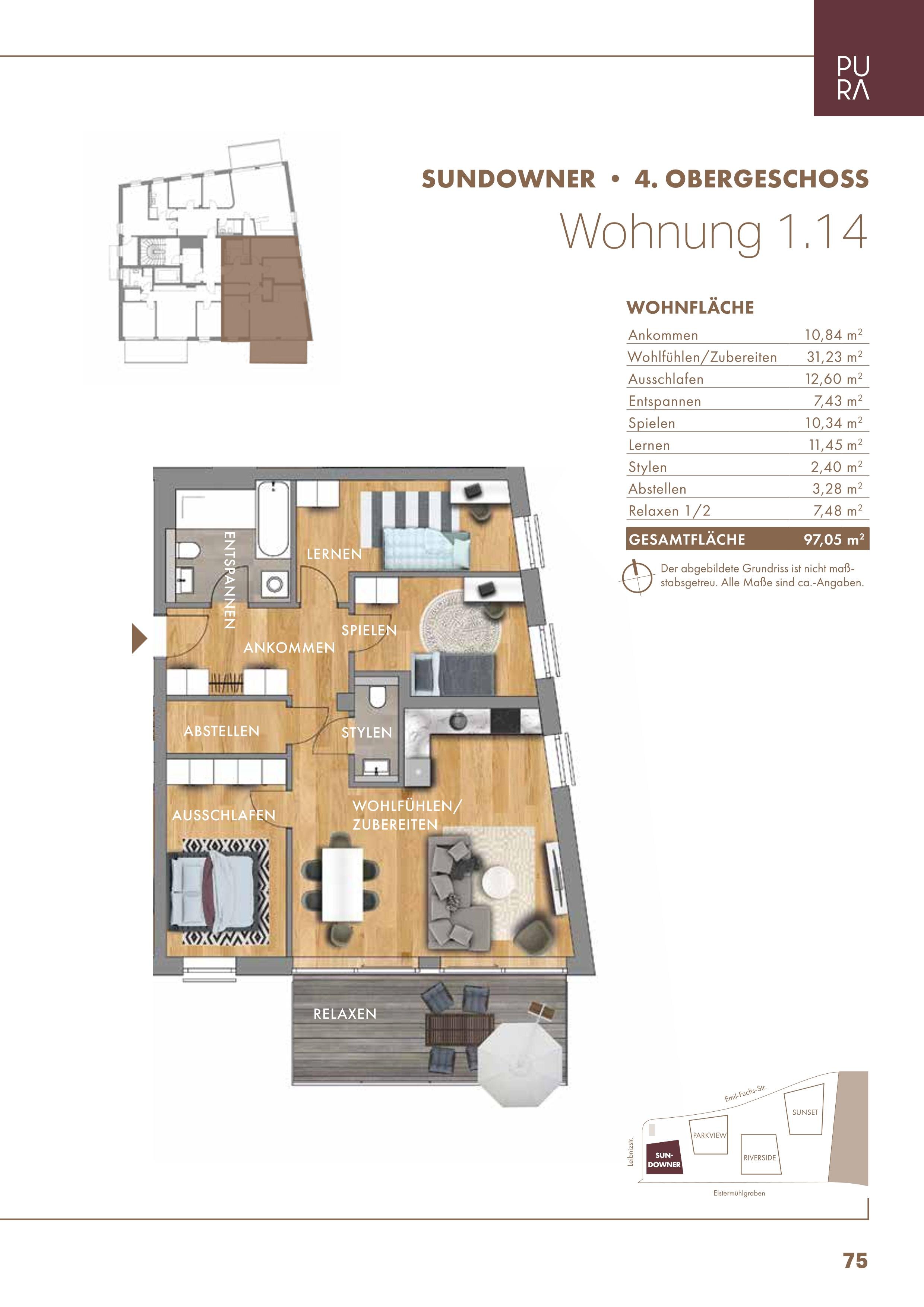 Penthouse zur Miete 2.038 € 4 Zimmer 97,1 m²<br/>Wohnfläche 4.<br/>Geschoss ab sofort<br/>Verfügbarkeit Emil-Fuchs-Str. 5 Zentrum - Nordwest Leipzig 04105