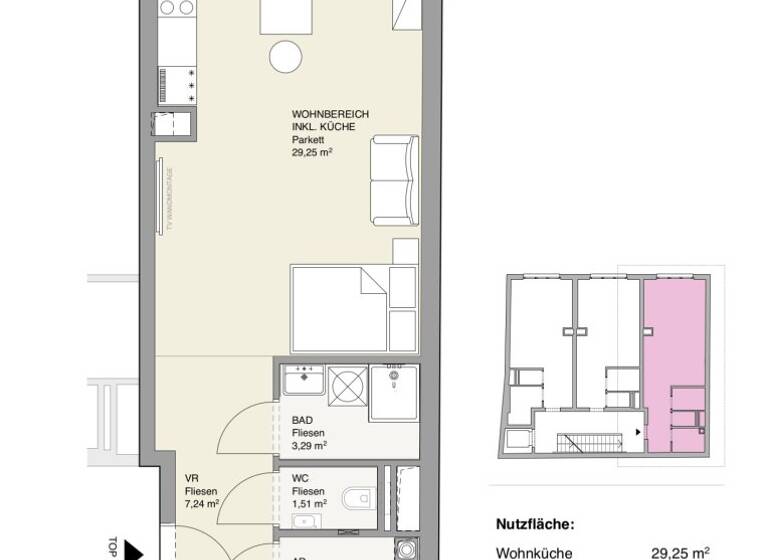 Studio zur Miete 670 € 1 Zimmer 44,7 m² 2. Geschoss Wien 1140