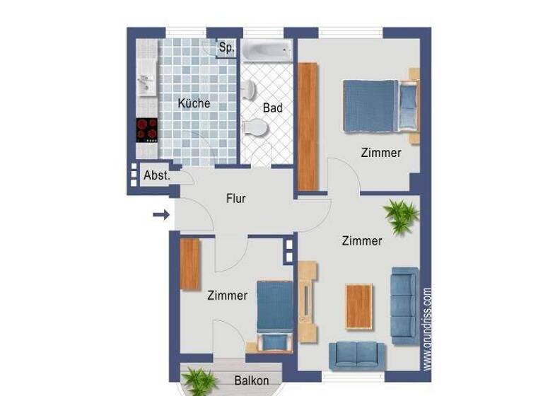 Wohnung zum Kauf provisionsfrei 134.000 € 3 Zimmer 60,8 m² 1. Geschoss Beim Ohlenhof 23 Gröpelingen Bremen 28237