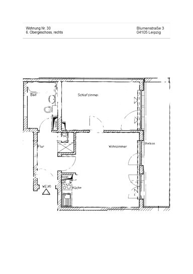 Wohnung zur Miete 523 € 2 Zimmer 52,9 m² 6. Geschoss frei ab 01.02.2025 Blumenstraße 3 Zentrum - Nord Leipzig 04105