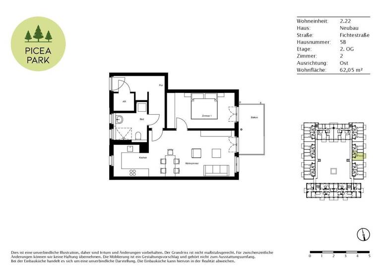 Wohnung zur Miete - Erstbezug 995 € 2 Zimmer 62 m² 2. Geschoss frei ab 01.06.2026 Fichtestraße 5B Ludwigsfelde 14974