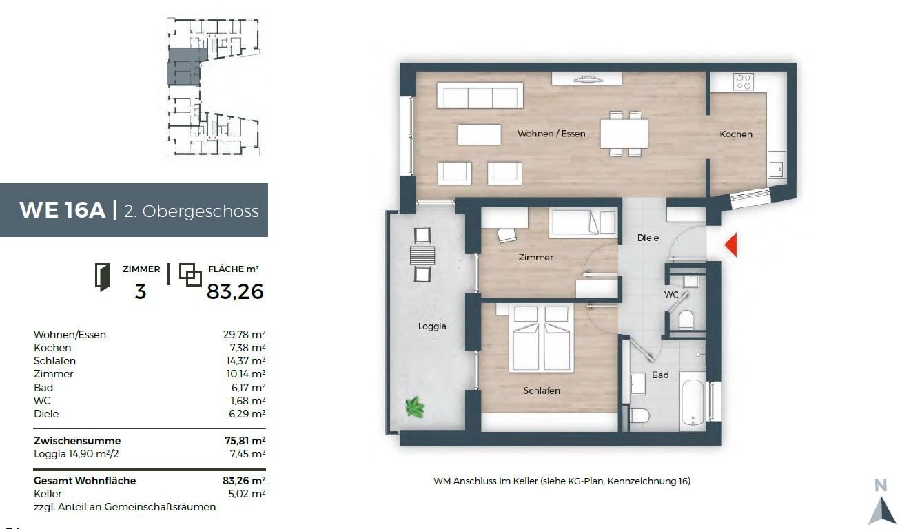 Wohnung zum Kauf provisionsfrei 739.950 € 3 Zimmer 83,3 m²<br/>Wohnfläche 2.<br/>Geschoss Großreuther Straße 165 Marienberg Nürnberg 90425