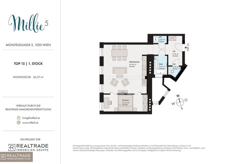 Wohnung zum Kauf 416.000 € 2 Zimmer 63,6 m² 2. Geschoss Mühlfeldgasse 5 Wien 1020