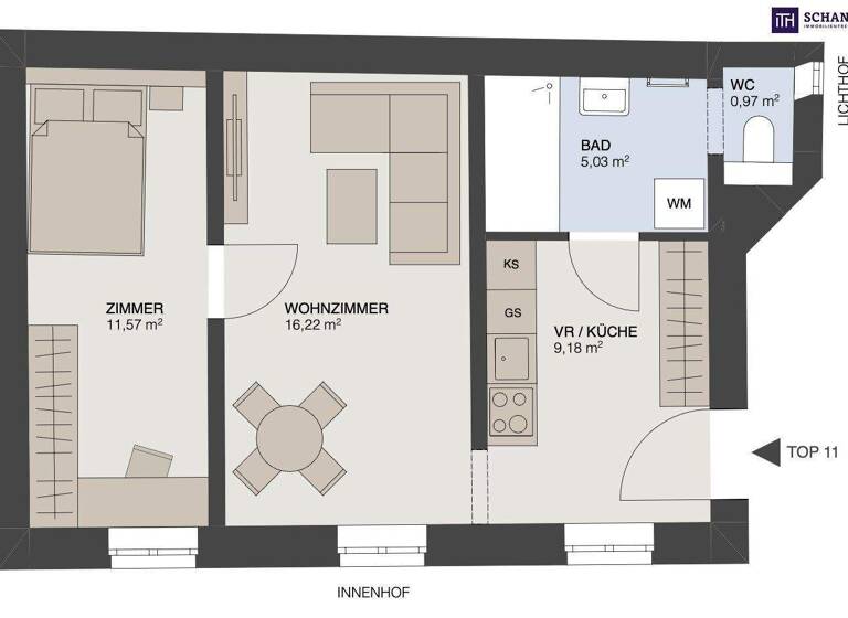 Wohnung zum Kauf - Erstbezug 449.000 € 2 Zimmer 43 m² 3. Geschoss Fuhrmannsgasse Wien 1080