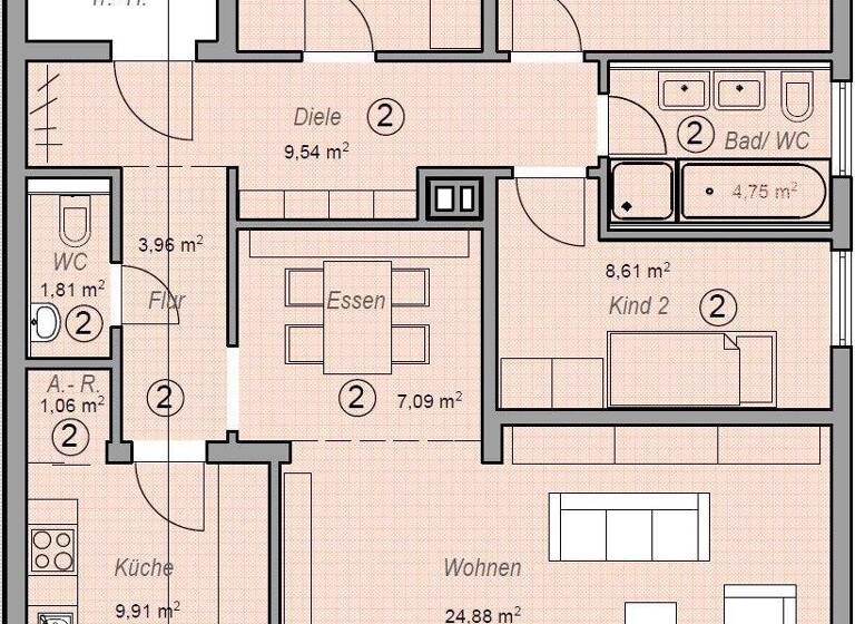 Wohnung zum Kauf 395.000 € 4 Zimmer 102,5 m² 2. Geschoss frei ab sofort Stetten Leinfelden-Echterdingen 70771