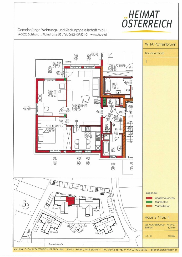 Wohnung zum Kauf 154.000 € 3 Zimmer 75,5 m²<br/>Wohnfläche 1.<br/>Geschoss Toppelstraße Pottenbrunn Pottenbrunn 3140