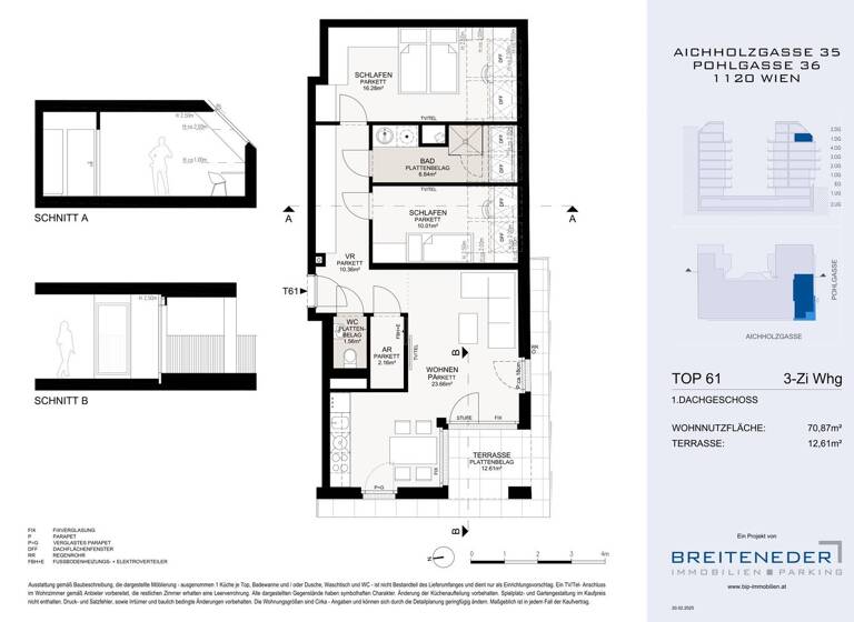 Wohnung zum Kauf - Erstbezug 599.000 € 3 Zimmer 70,9 m² EG Wien 1120