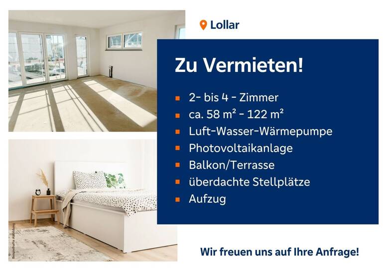Wohnung zur Miete 750 € 2 Zimmer 58,7 m² 1. Geschoss frei ab 01.08.2025 Lollar Lollar 35457
