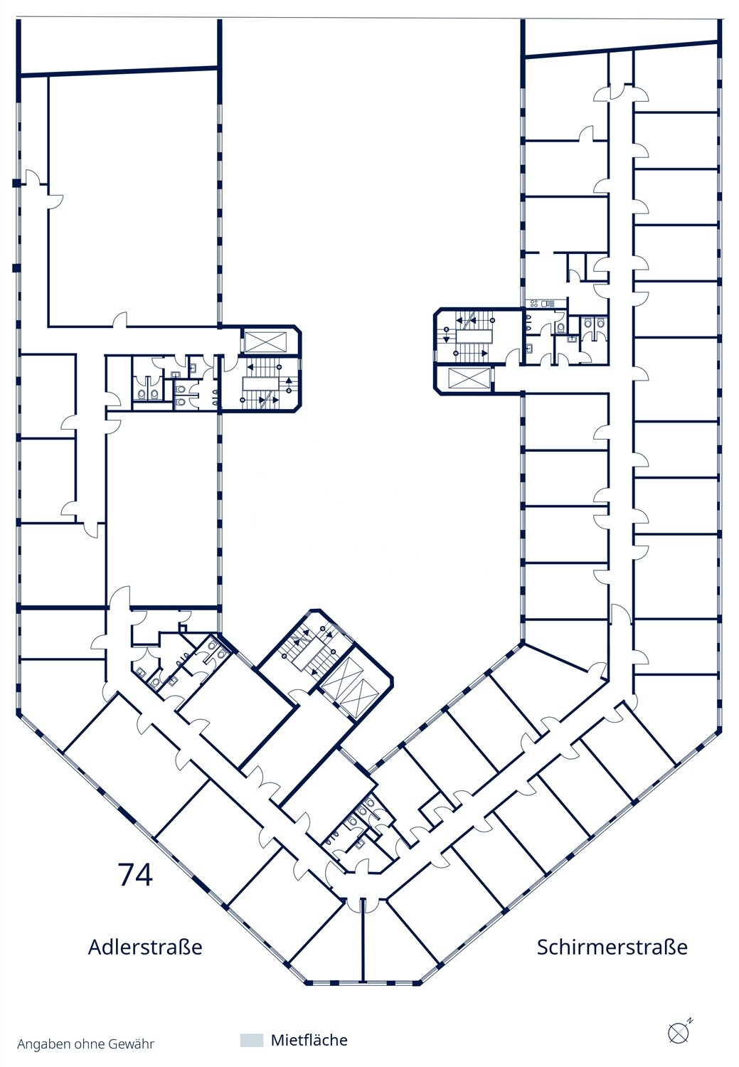 Bürofläche zur Miete provisionsfrei 19,50 € 478,3 m²<br/>Bürofläche Adlerstraße 72-74 Pempelfort Düsseldorf 40211