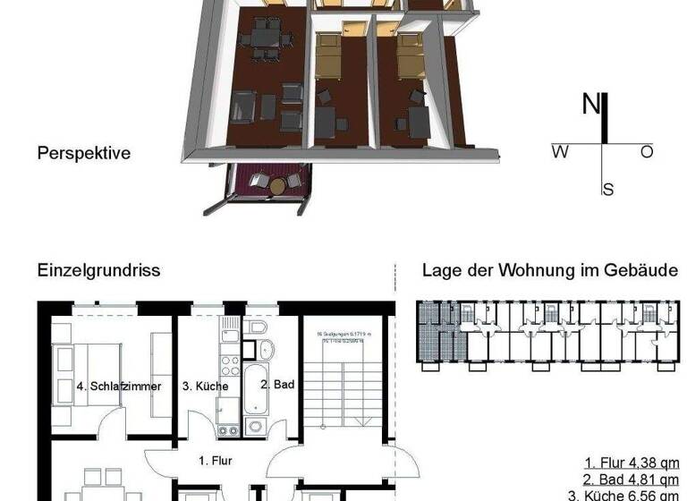 Wohnung zur Miete 460 € 4 Zimmer 71,5 m² 3. Geschoss frei ab sofort Waldstraße 14e Neu Külzau Möckern 39291