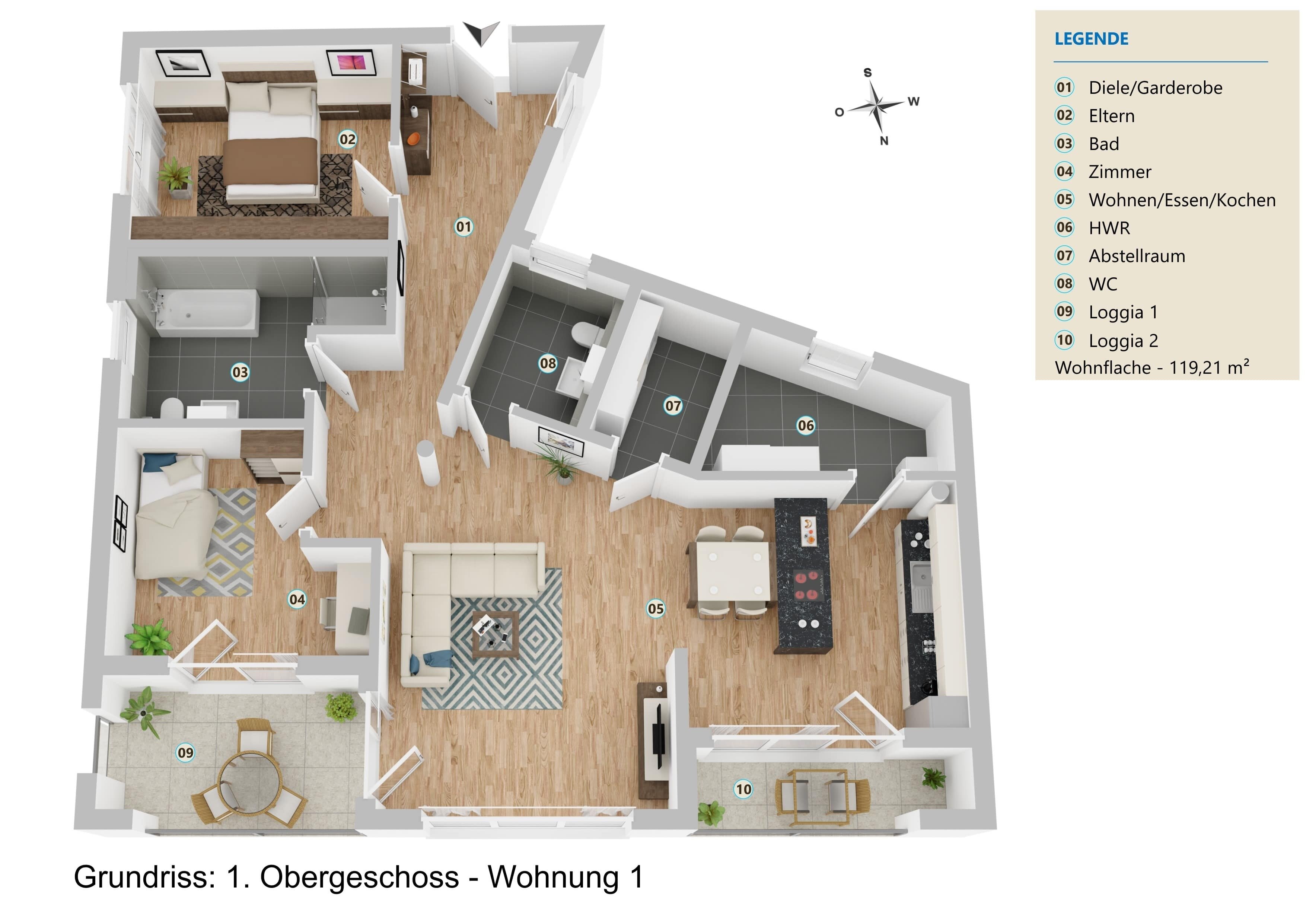 Wohnung zum Kauf provisionsfrei 407.000 € 3 Zimmer 119,2 m²<br/>Wohnfläche 1.<br/>Geschoss Leidersbach Leidersbach 63849