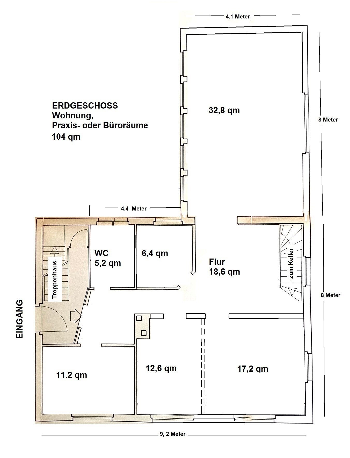 Praxis zur Miete provisionsfrei 8,56 € 3 Zimmer 104 m²<br/>Bürofläche Brunnenstraße Hofgeismar Hofgeismar 34369