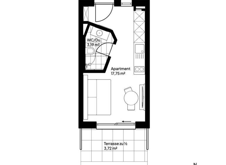 Studio zum Kauf 165.250 € 1 Zimmer 24,7 m² Bahnhofstraße 19 Kaufering 86916