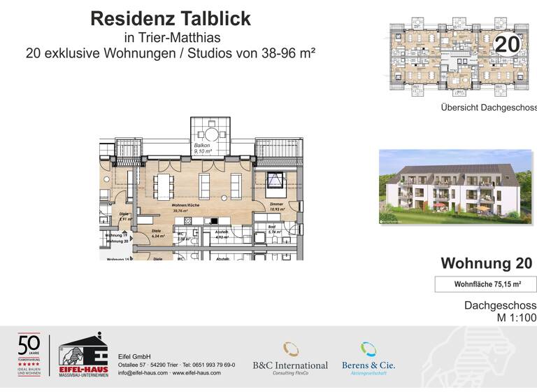 Wohnung zum Kauf provisionsfrei 359.593 € 2 Zimmer 75,2 m² Pellingerstraße 95 Weismark-Feyen Trier 54296