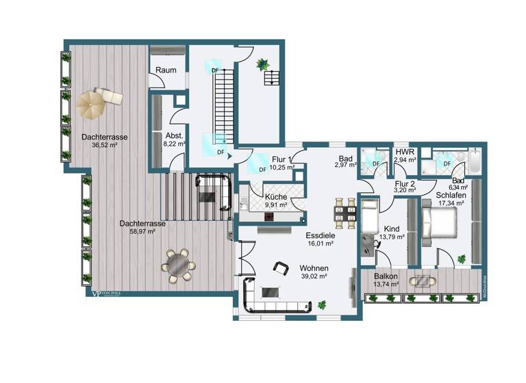 Penthouse zum Kauf 565.000 € 3 Zimmer 122 m²<br/>Wohnfläche 6.<br/>Geschoss Döhren Hannover 30519