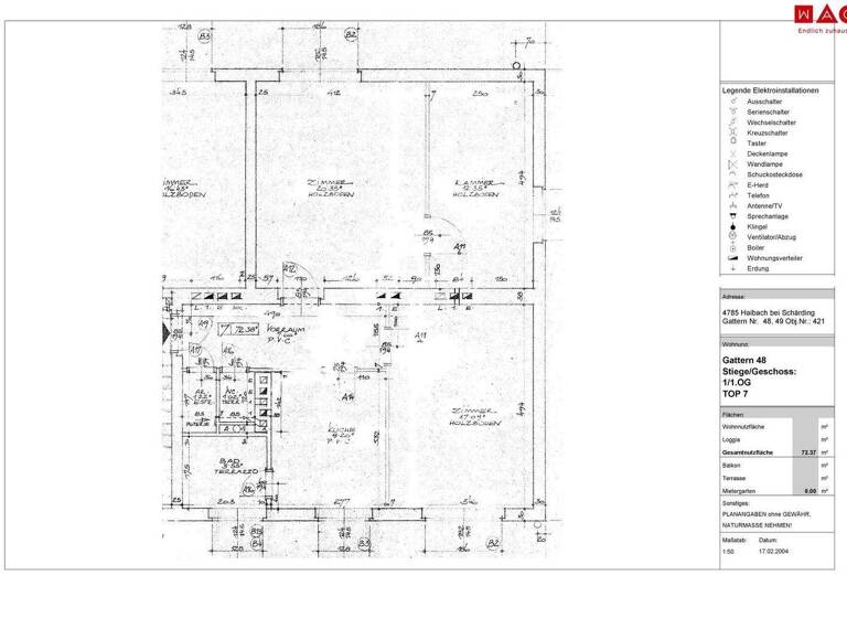 Wohnung zur Miete 402 € 3 Zimmer 72,4 m² 1. Geschoss frei ab sofort Gattern 48 Schardenberg 4784