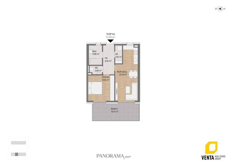 Wohnung zum Kauf 298.770 € 2 Zimmer 51,9 m² 1. Geschoss Waltendorfer Hauptstraße 54a Waltendorf Graz 8010
