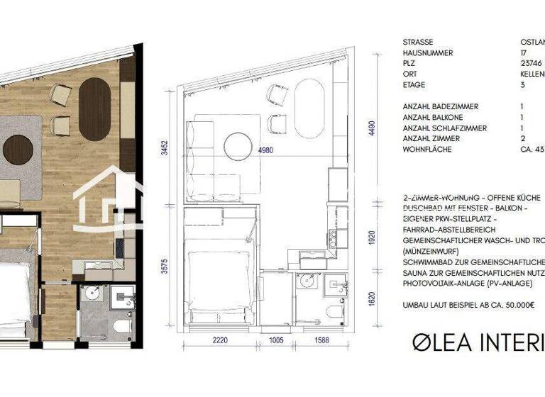Wohnung zum Kauf provisionsfrei 254.500 € 2 Zimmer 43 m² 3. Geschoss Ostlandstraße 17 Kellenhusen 23746