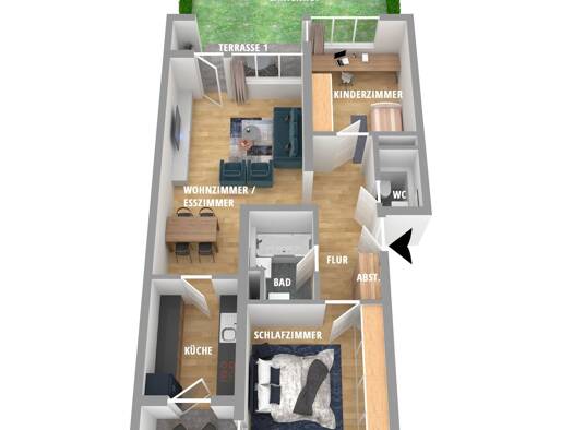 Terrassenwohnung zur Miete 675 € 1 Zimmer 75 m² Geschoss EG/2 frei ab 01.05.2026 Grüna Chemnitz 09224