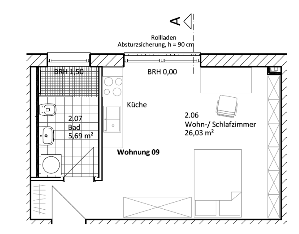 Wohnung zur Miete 415 € 1 Zimmer 31,7 m²<br/>Wohnfläche 1.<br/>Geschoss ab sofort<br/>Verfügbarkeit Junckerstraße 10d Neuruppin Neuruppin 16816