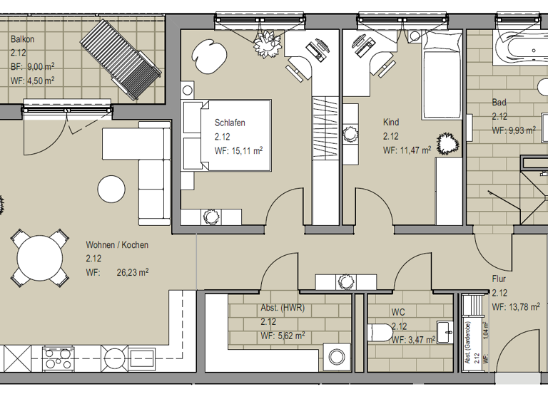 Wohnung zum Kauf provisionsfrei 346.560 € 3 Zimmer 91,2 m² 2. Geschoss Niedersickte Sickte 38173