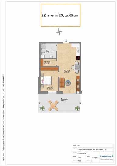 Wohnung zur Miete 650 € 2 Zimmer 65 m² EG frei ab sofort Auf der Breite 12 Grafenhausen Grafenhausen 79865