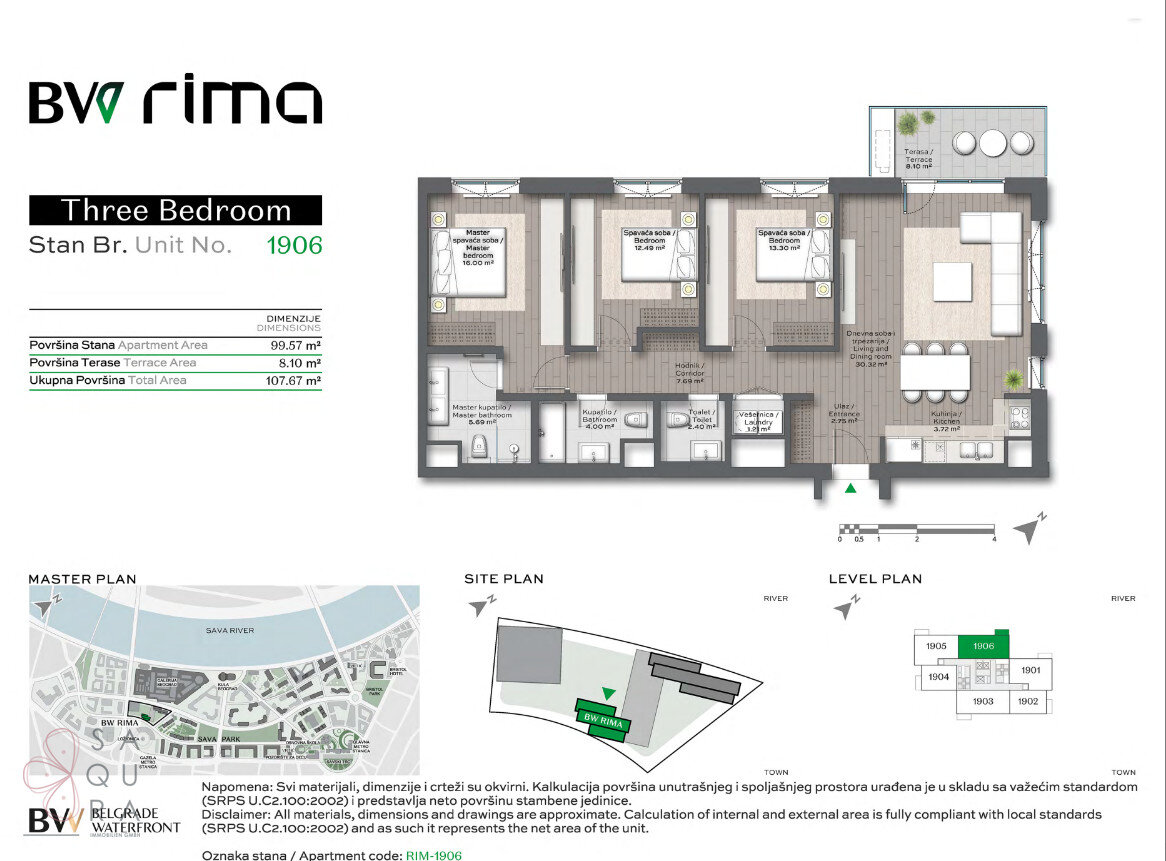 Wohnung zum Kauf provisionsfrei 453.888 € 4 Zimmer 99,6 m²<br/>Wohnfläche Belgrad Waterfront 11000