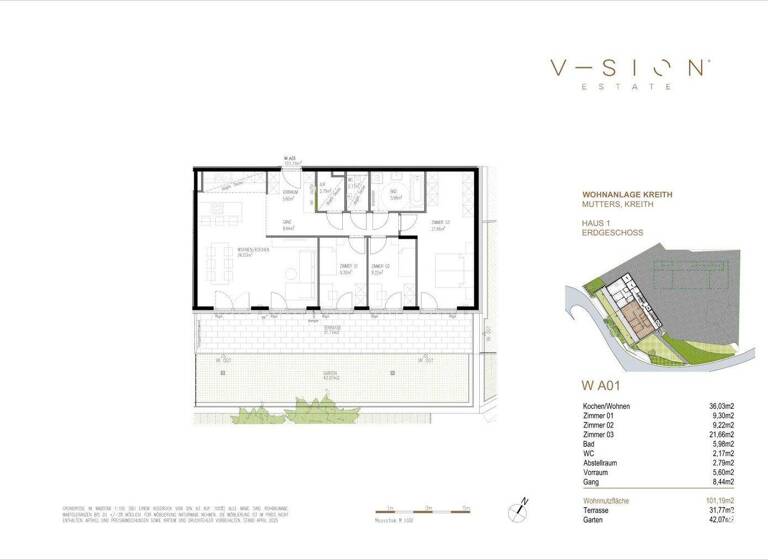 Wohnung zum Kauf - Erstbezug 719.000 € 4 Zimmer 101,2 m² EG Mutters 6162