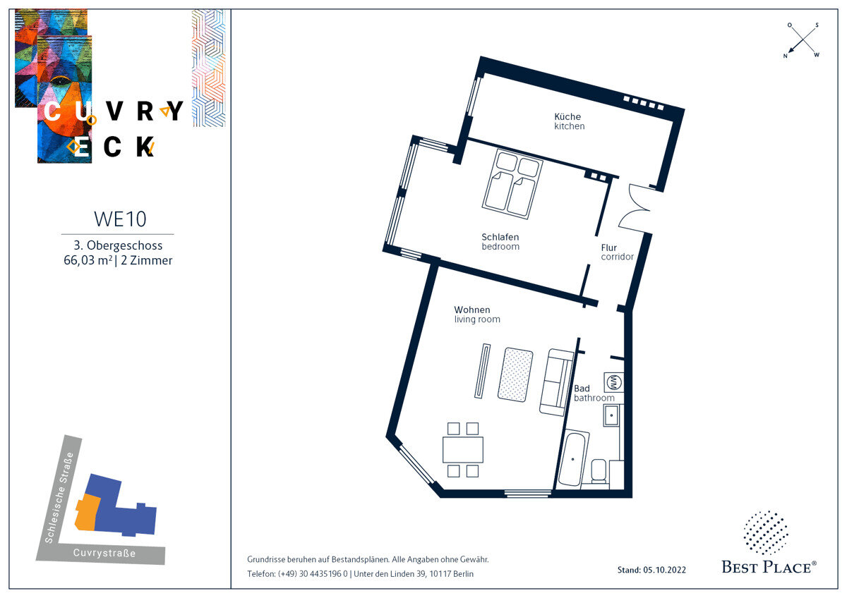 Wohnung zum Kauf provisionsfrei 390.000 € 2 Zimmer 66 m²<br/>Wohnfläche 3.<br/>Geschoss Schlesische Straße 16 Kreuzberg Berlin 10997