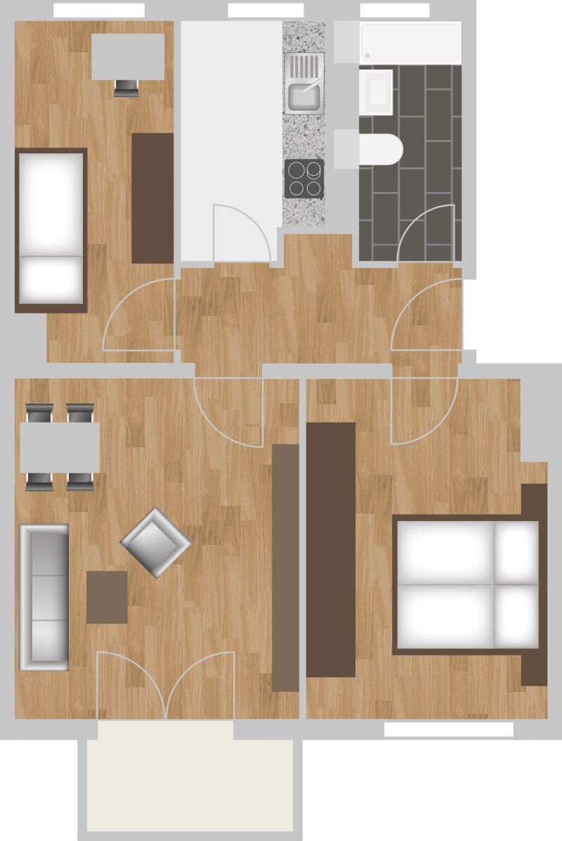 Wohnung zur Miete 385 € 3 Zimmer 59,4 m²<br/>Wohnfläche 3.<br/>Geschoss Warschauer Straße 28 Südstadt Halle 06130