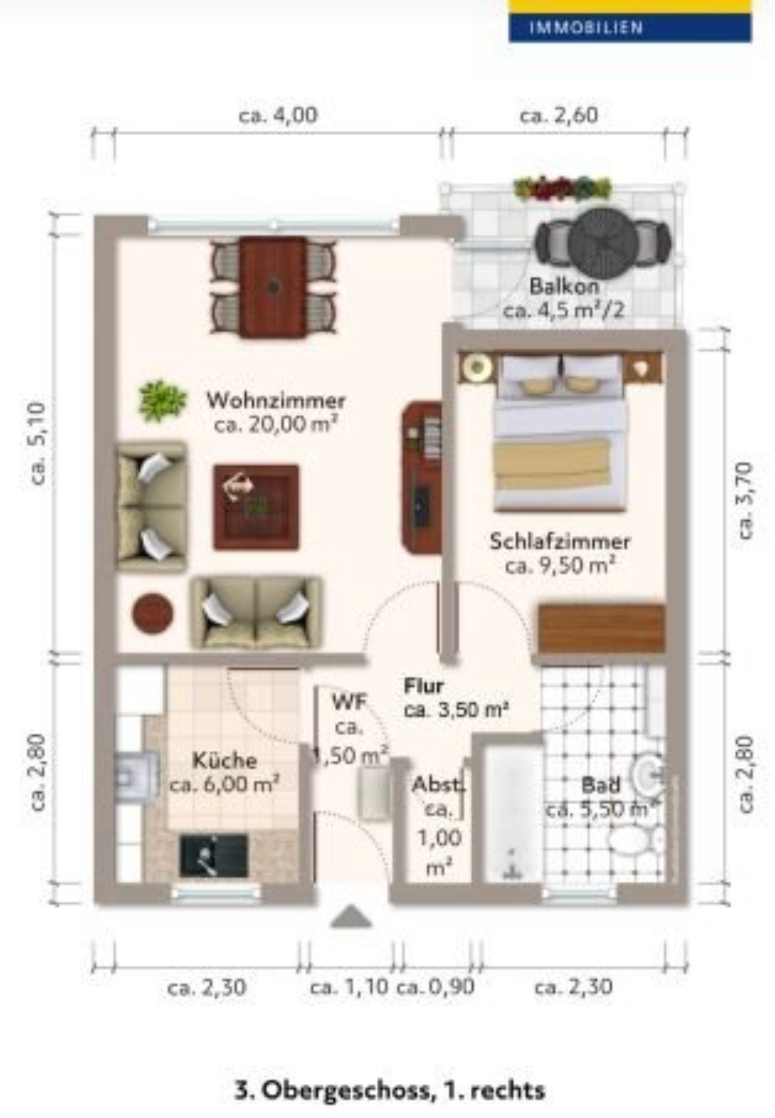 Wohnung zur Miete 600 € 2 Zimmer 50 m²<br/>Wohnfläche 3.<br/>Geschoss Unstrutstr Rothenburg Braunschweig 38120