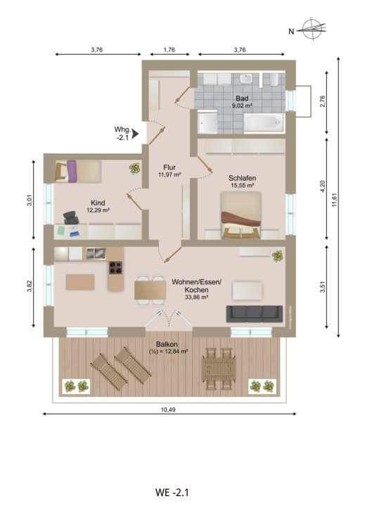 Immobilie in Mitterfels - JETZT AFA 5% sichern! Neubauwohnung mit Aufzug im KFW 55 Stand! - Bild 3