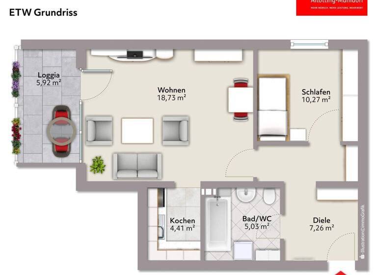 Wohnung zum Kauf 149.000 € 2 Zimmer 48 m² Burghausen 84489