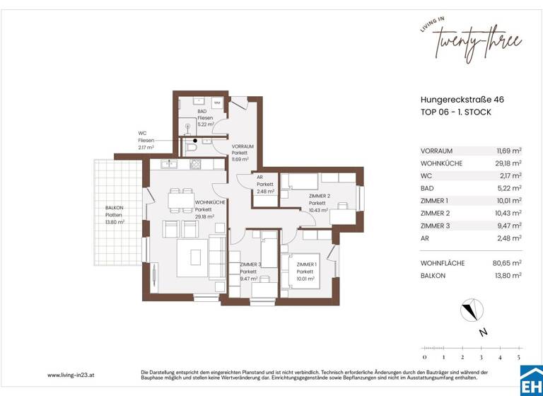 Wohnung zum Kauf - Erstbezug 466.305 € 4 Zimmer 80,7 m² 1. Geschoss Hungereckstraße Wien 1230